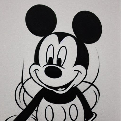 Hyperdetailed Charcoal Drawing of Mickey Mouse