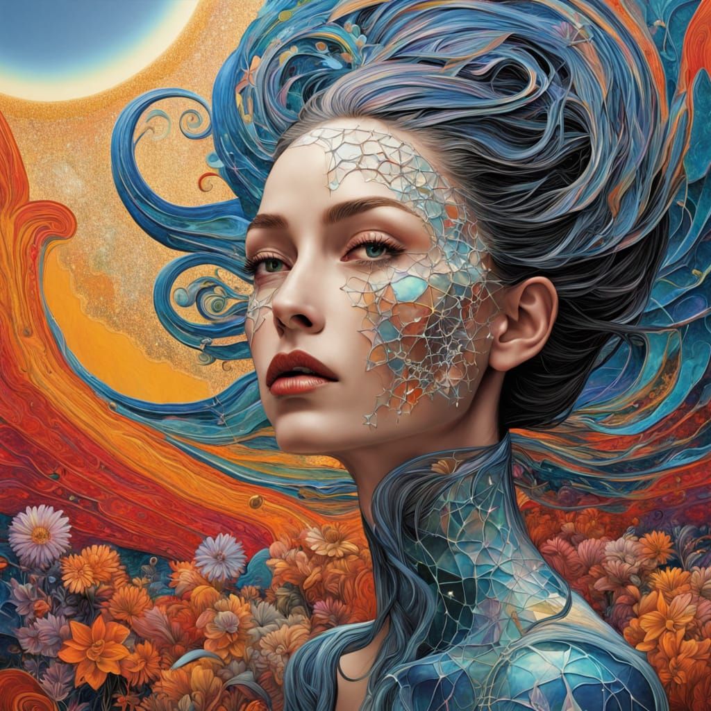 Ethereal Stardust Woman in Bioluminescent Field