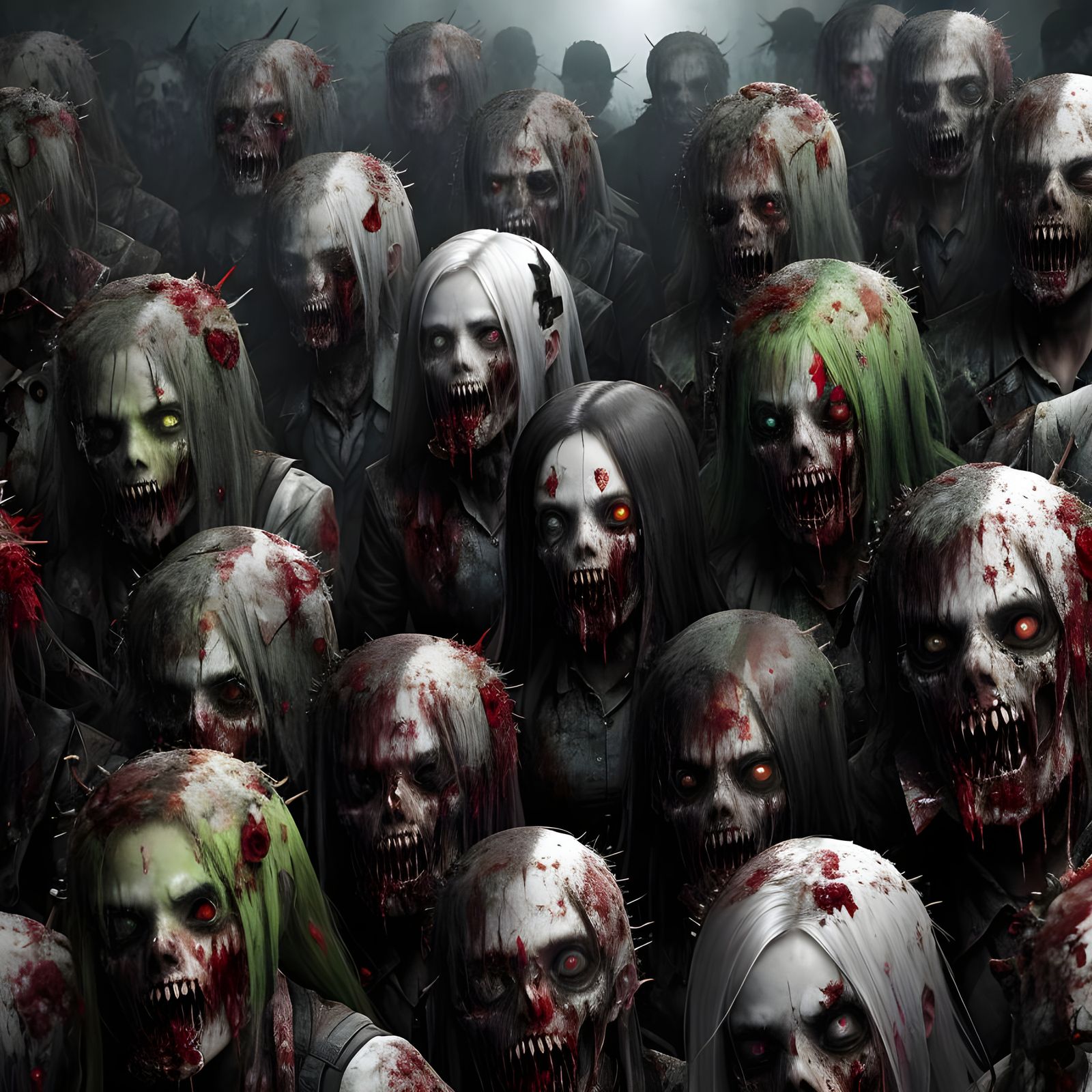 Grotesque Zombies Chase Woman on Catwalk: Horror in 8K