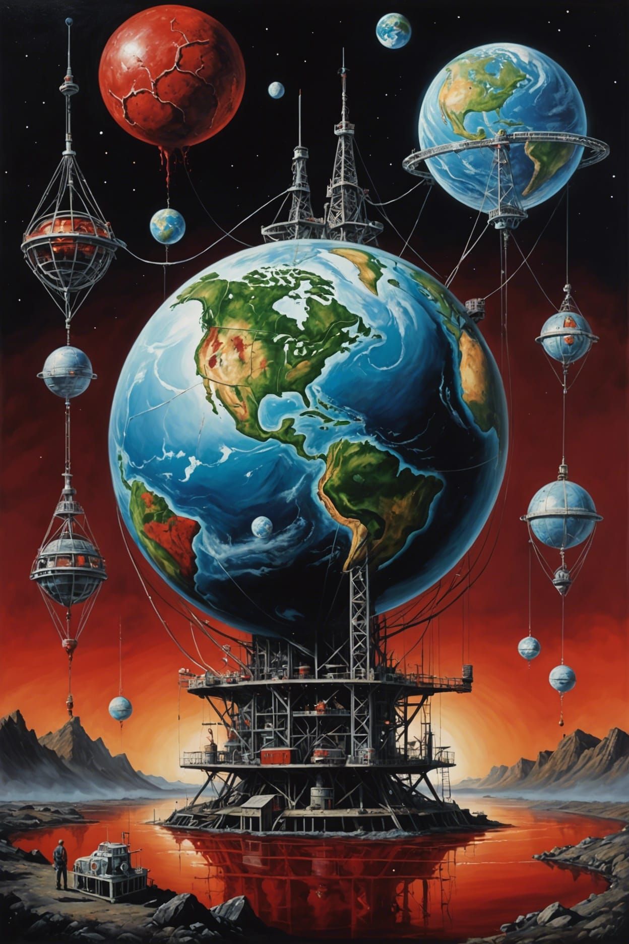 Surreal Earth: Interconnected Themes in Hyperrealistic Style