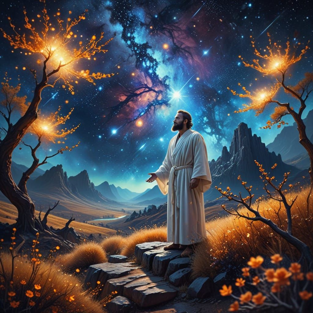 Galilean Mystic Illuminates Cosmic Landscape in Vibrant Surr...