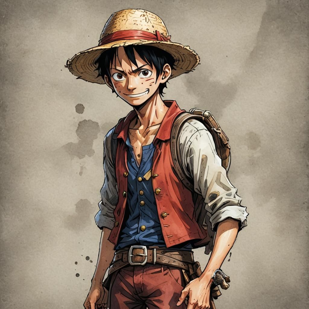 Luffy in D&D Curse of Strahd as Watercolor Art