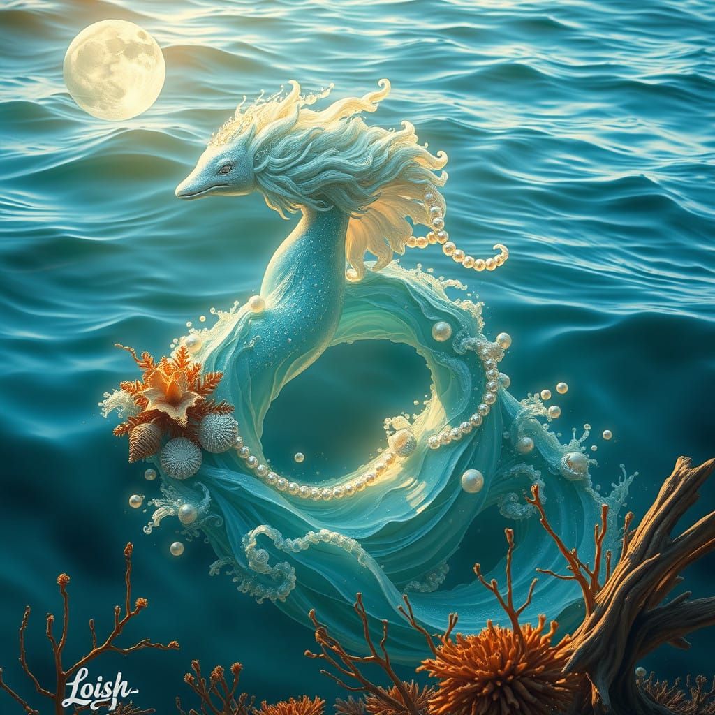 Siren of the Sea in Ethereal Waves and Pearls