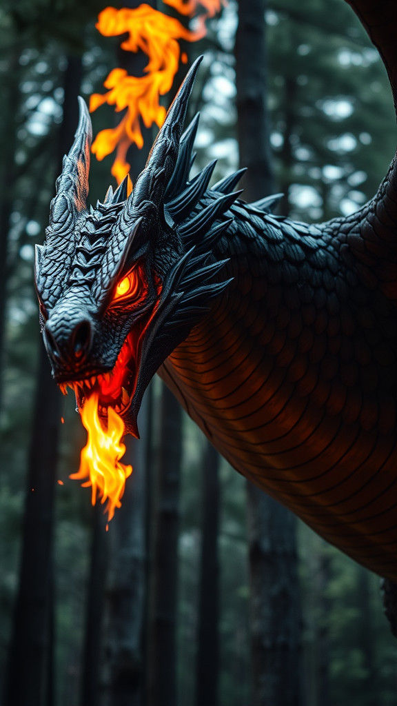 Fire Dragon Boke Shot in Pine Forest