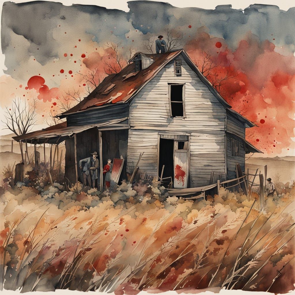 Vintage Watercolor of a Tenant Farmer's Shack