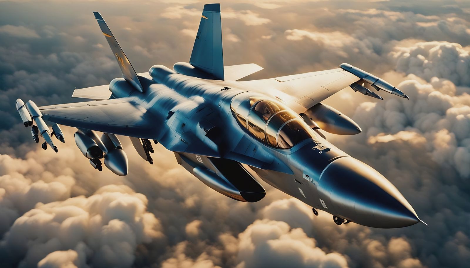 High-Tech Fighter Jet in Golden Hour Action Scene