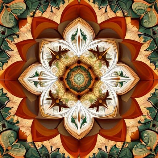 Sand Painting Kaleidoscope with Fractal Patterns