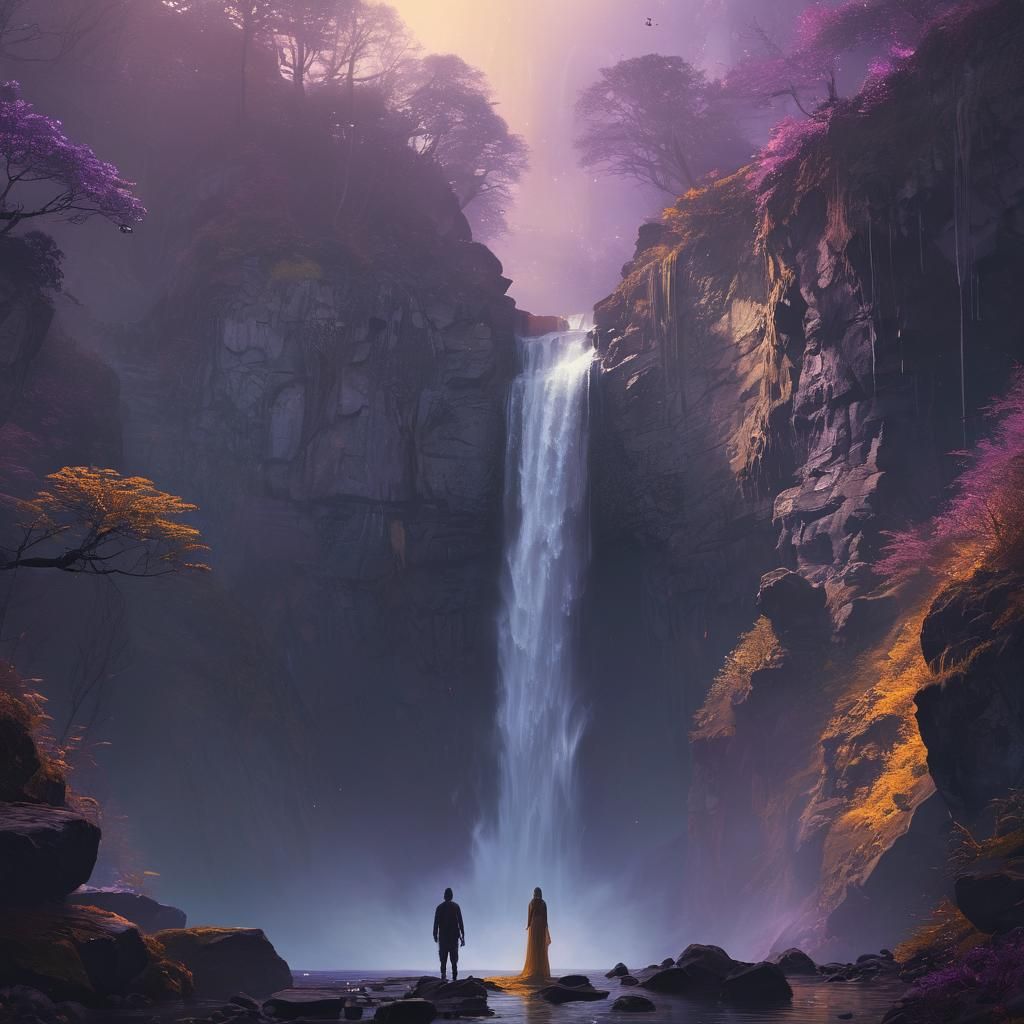 Mystical Waterfall: Fantastical Concept Art