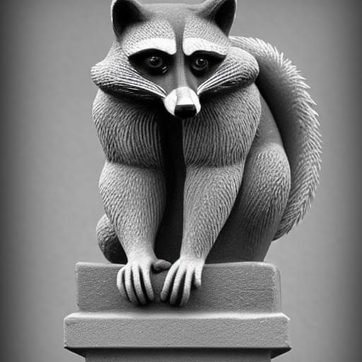 Raccoon Female Gargoyle: A Gothic Hybrid