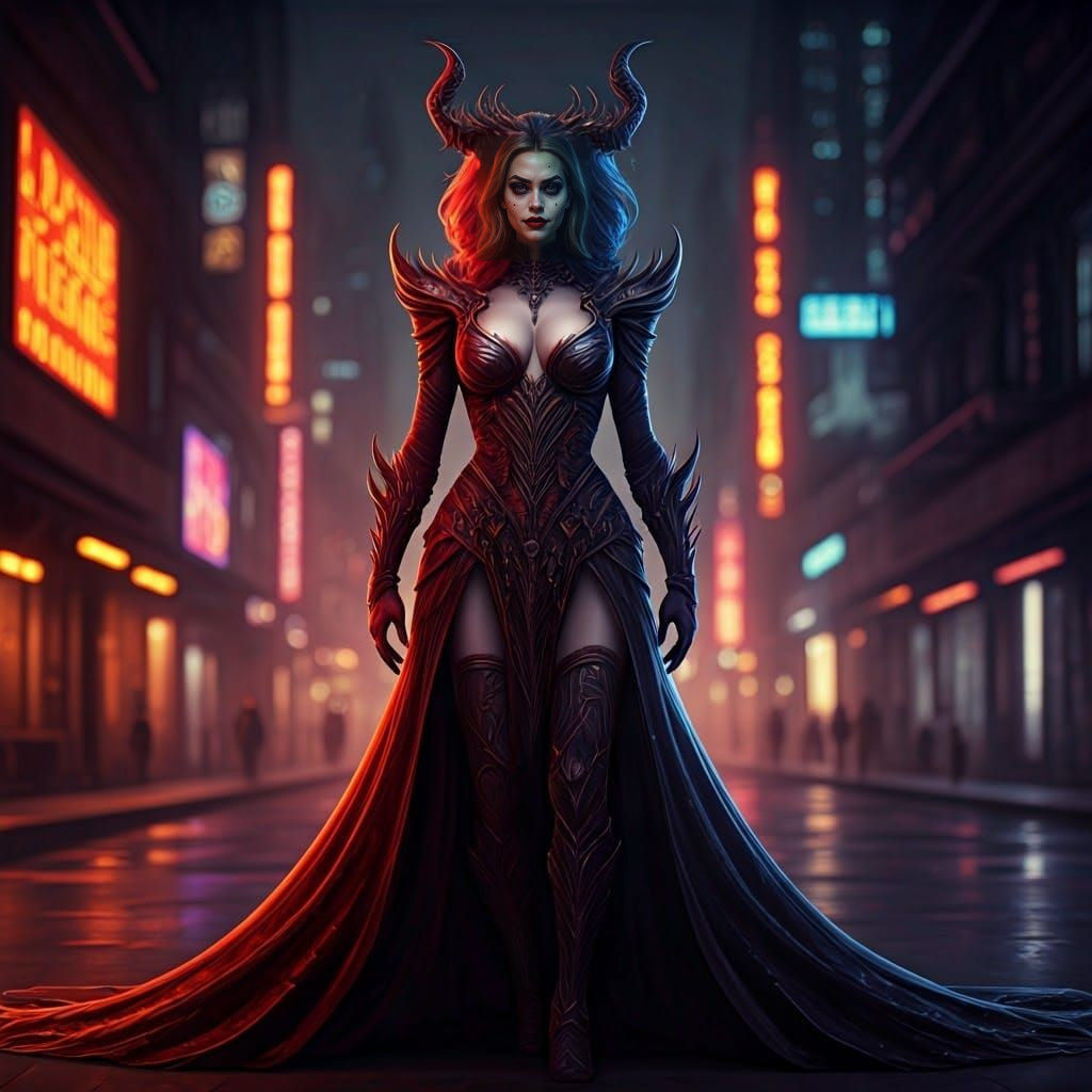 Surreal Nighttime Goddess Blends Harley Quinn, Fiona and Dae...