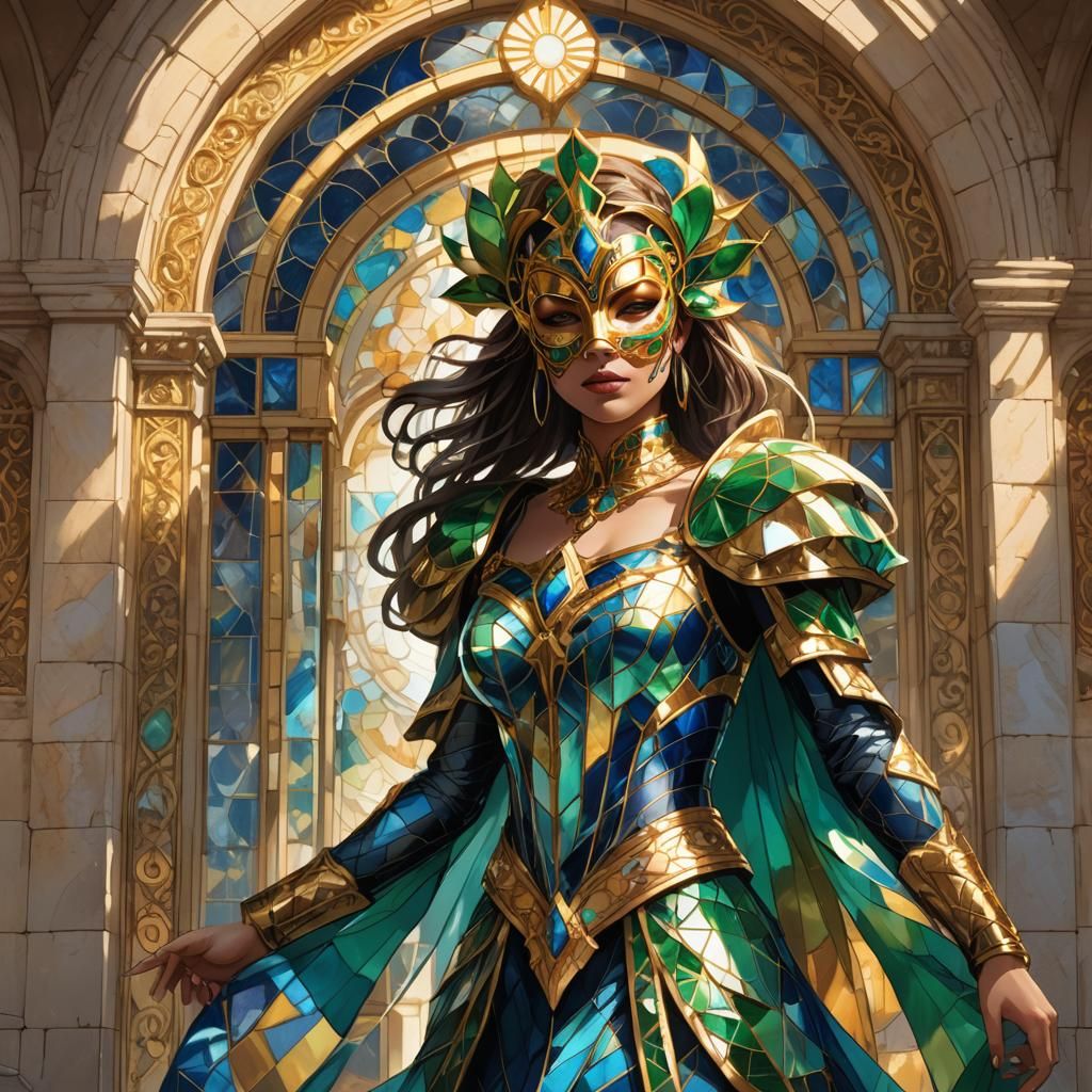 Girl in Stained Glass Dress: Fantasy Concept Art