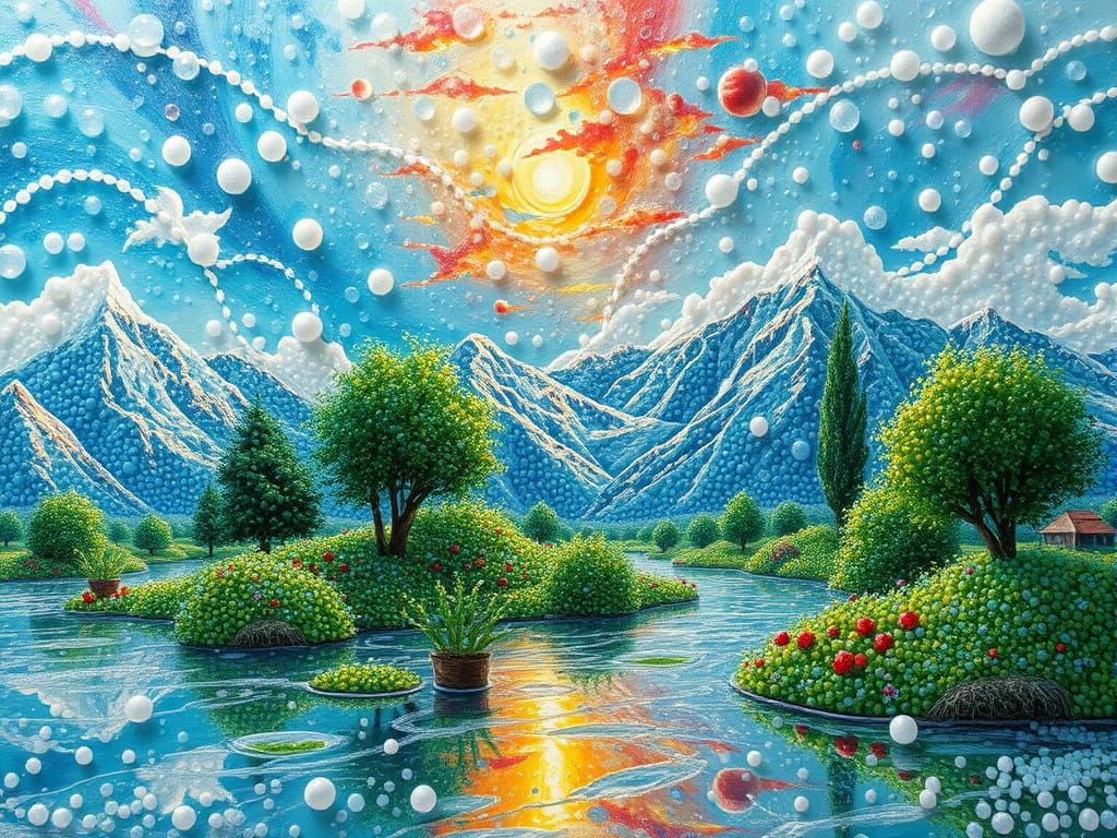 Surreal Landscape of Melting Oil Paint and Beads