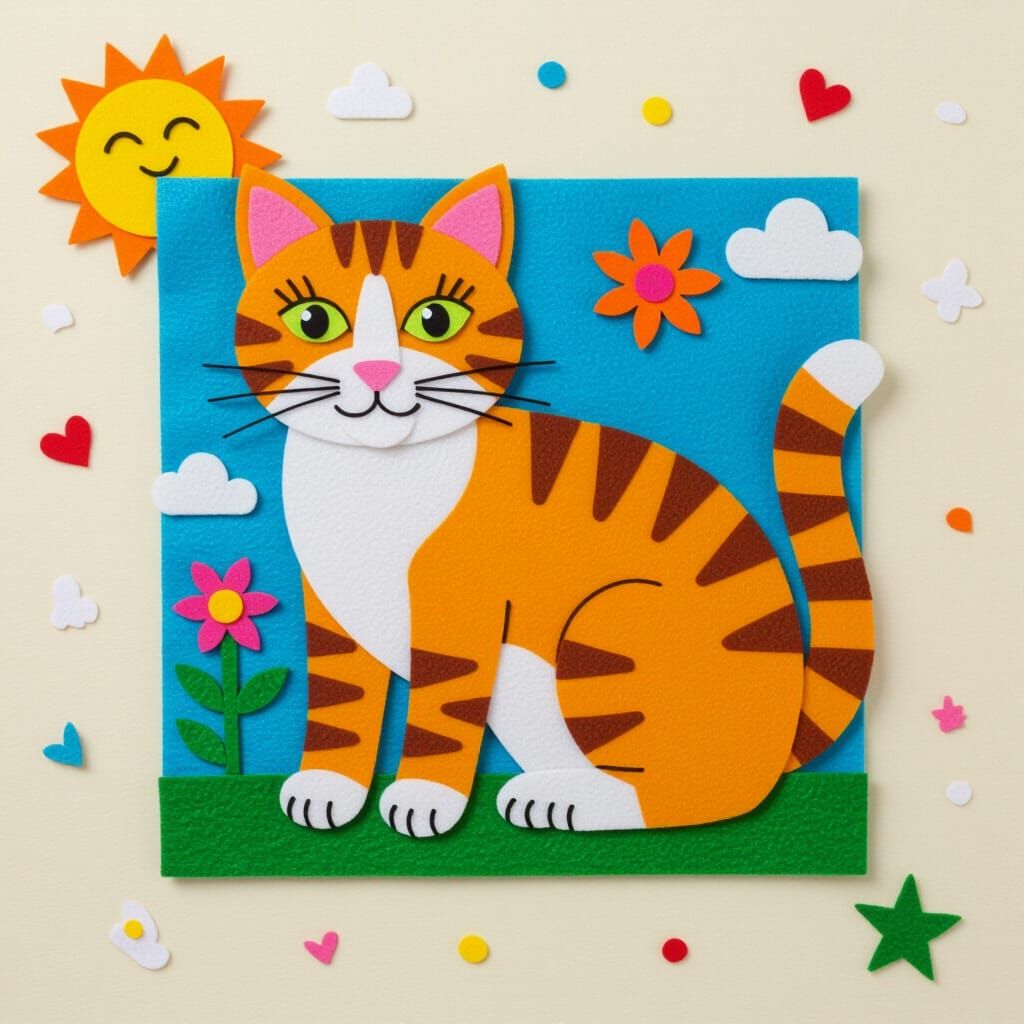 Felt Layered Cat Art