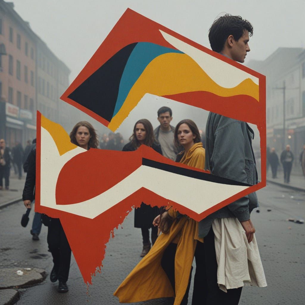 Haunting Urban Decay Scene with Misty Figures