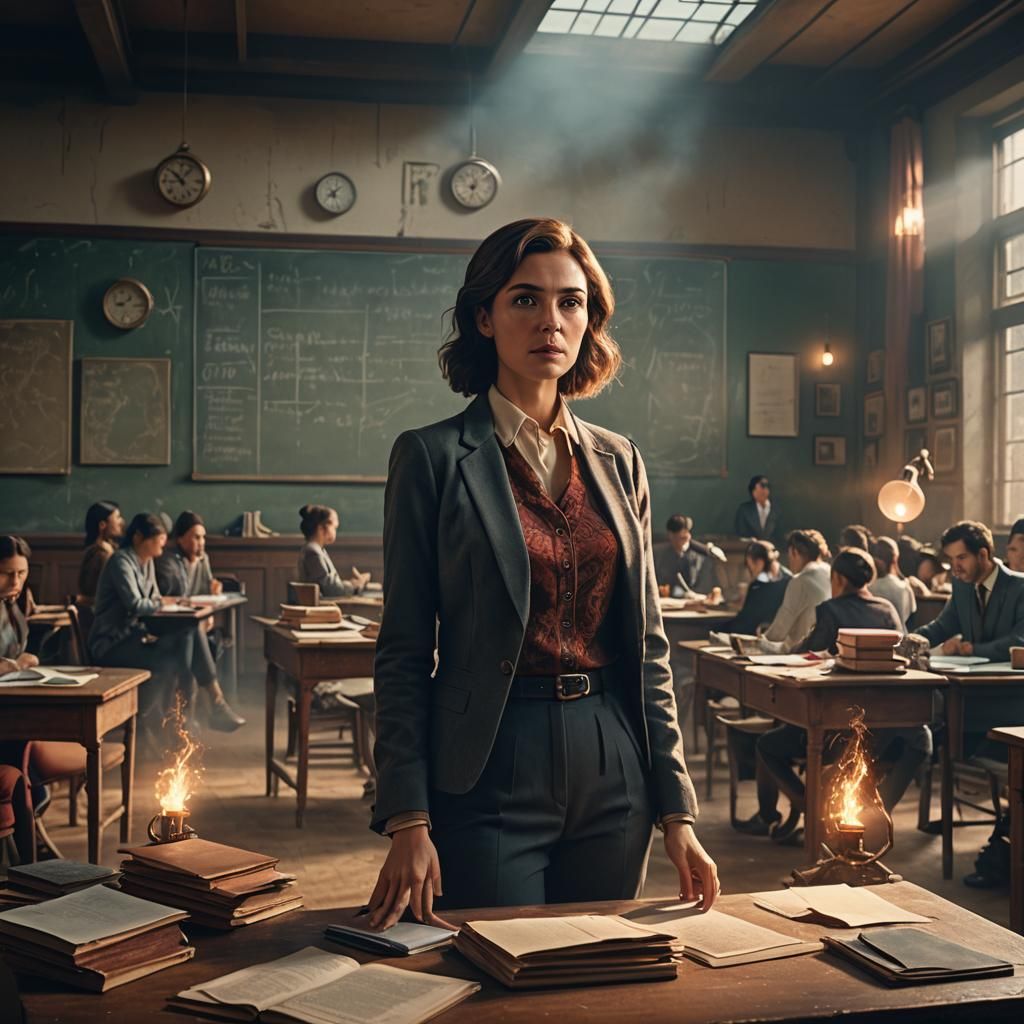 Teacher in Class: Detailed Digital Matte Painting