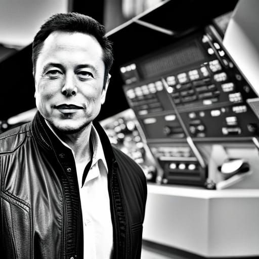 Hyperrealistic Elon Musk with Calculator, Detailed HDR