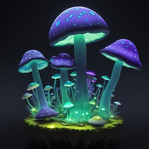 Bioluminescent Alien Mushroom in Ethereal Astral Landscape