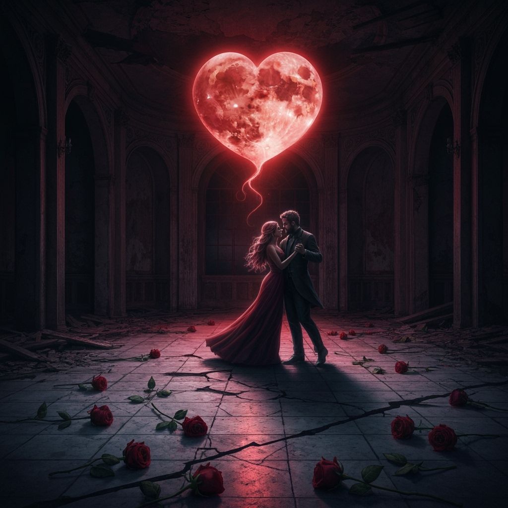 Haunting Valentine's Ball: Bleeding Moon Over Abandoned Ball...