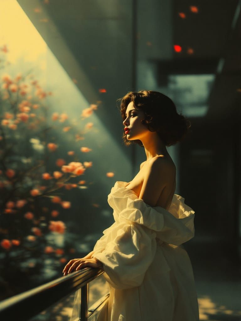 Golden Chiaroscuro: Pin-Up Meets Mondrian in Noir Garden