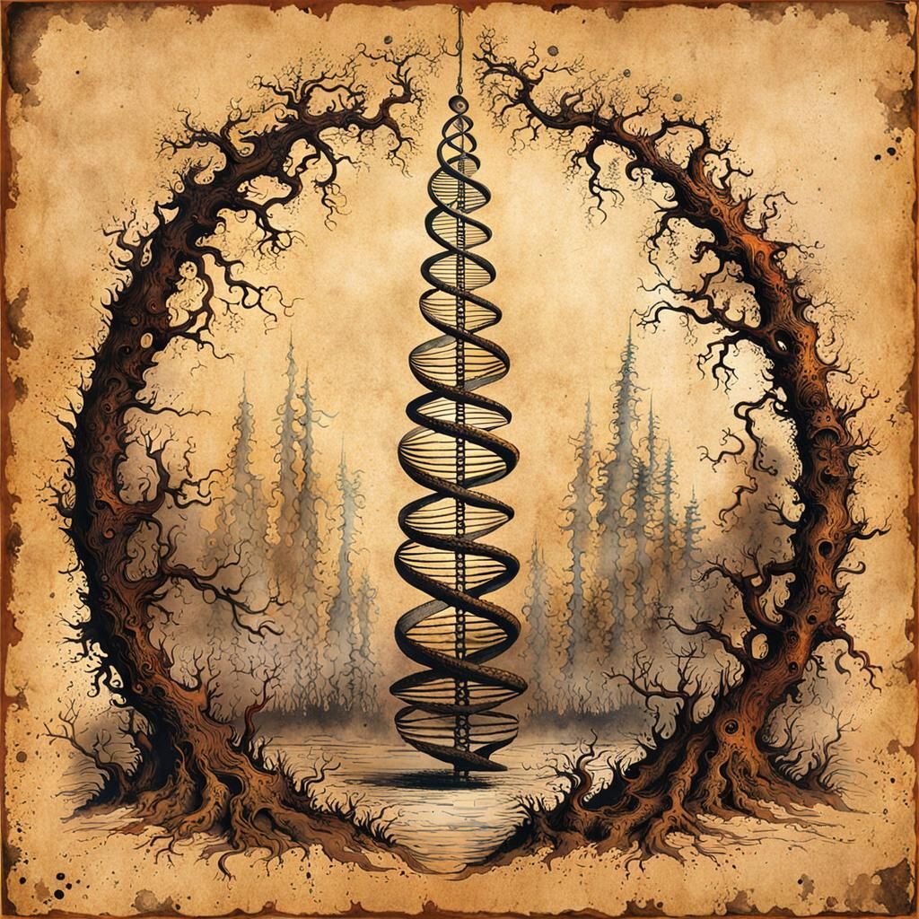 DNA and Larix Decidua in Grattage Style