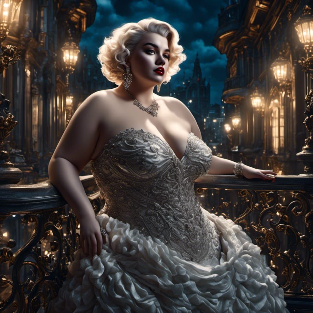 Marilyn Monroe Inspired Curvy Woman on Balcony