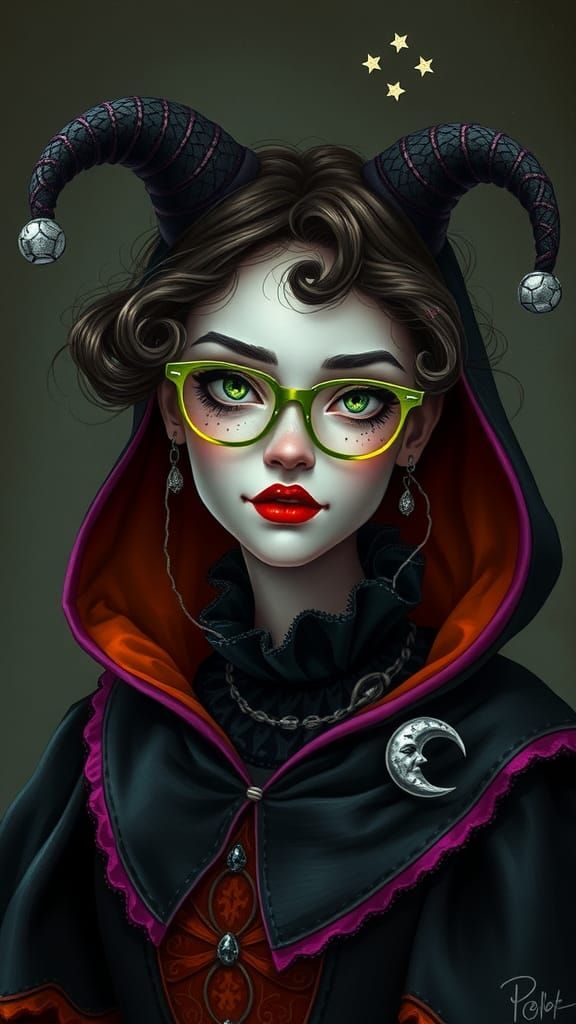 Mystical Jester with a Witchy Twist