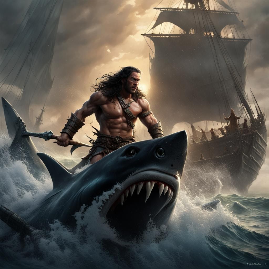 Conan Battles Sharks on Sinking Frigate