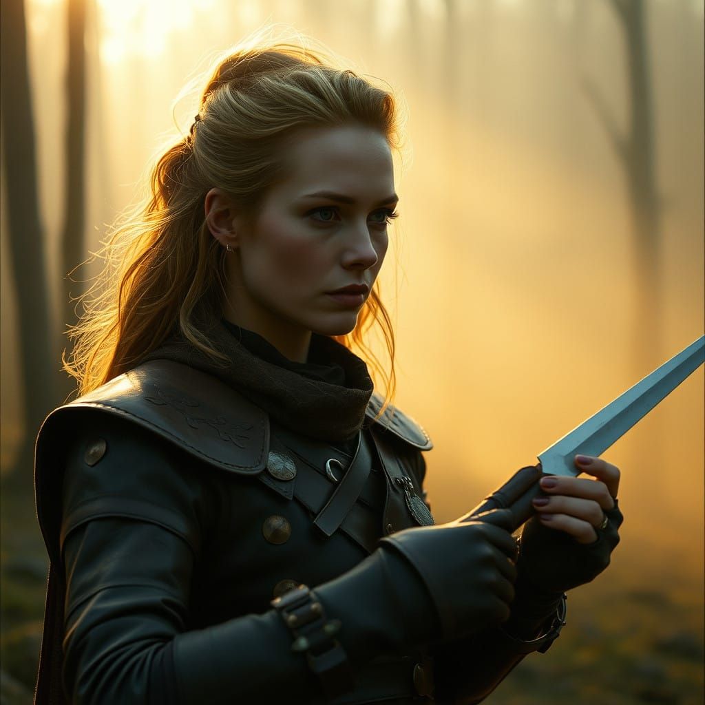 Enigmatic Fantasy Warrior in Earth-Toned Armor