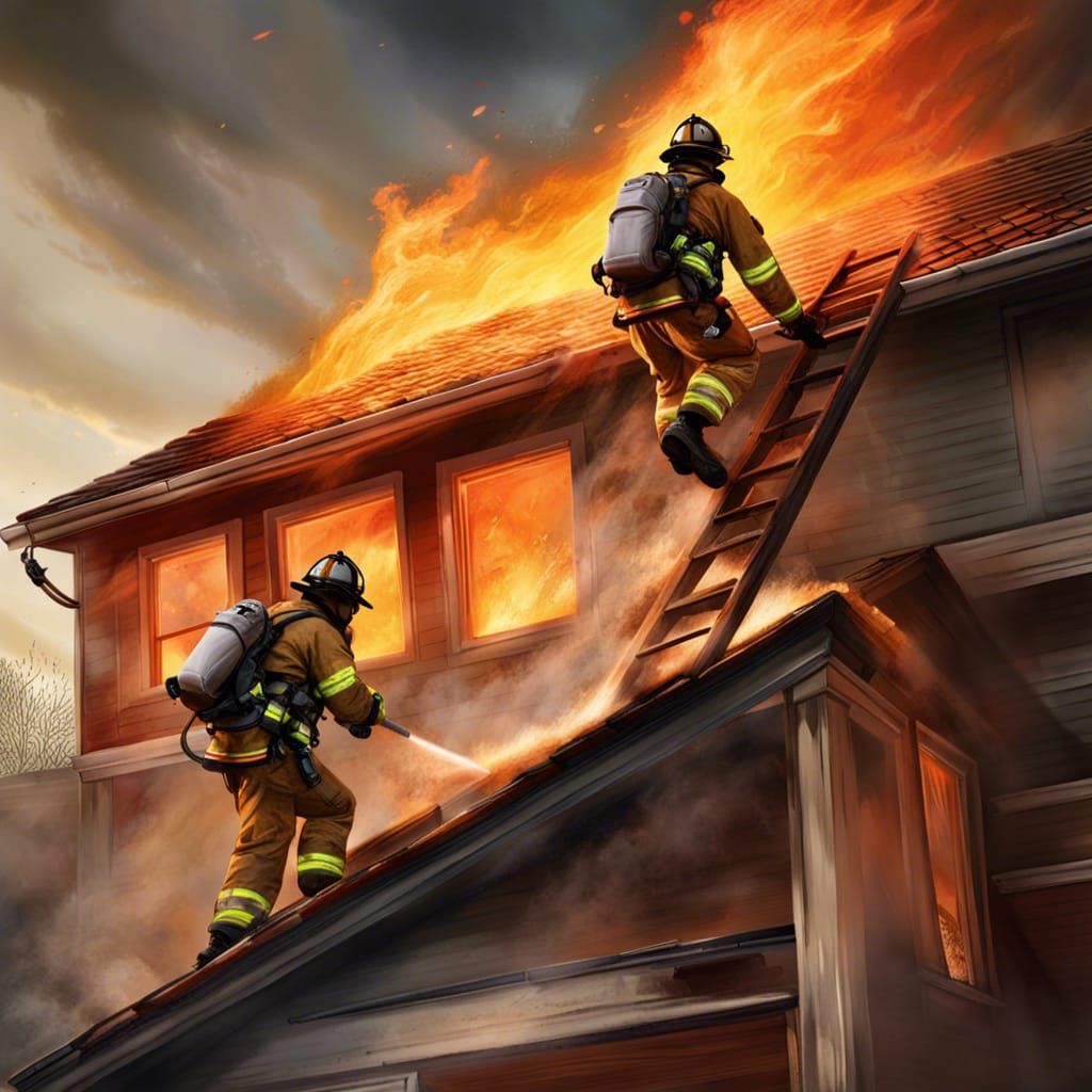 Firefighters Escape Burning Building: Hyperrealistic Splash ...