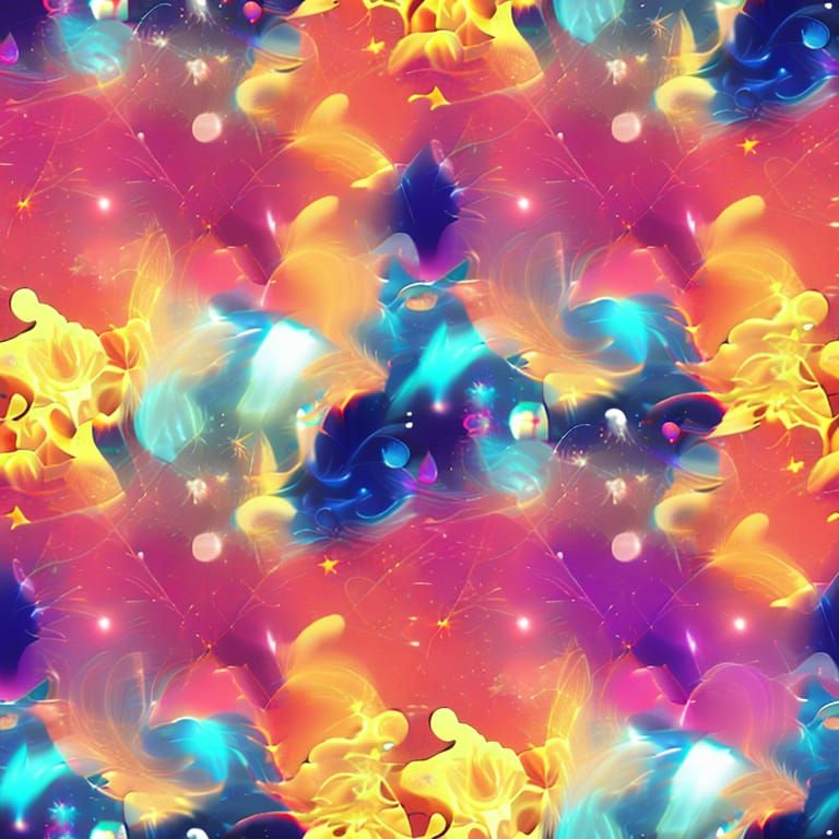 Vibrant Celestial Pattern with Smoky Wisps