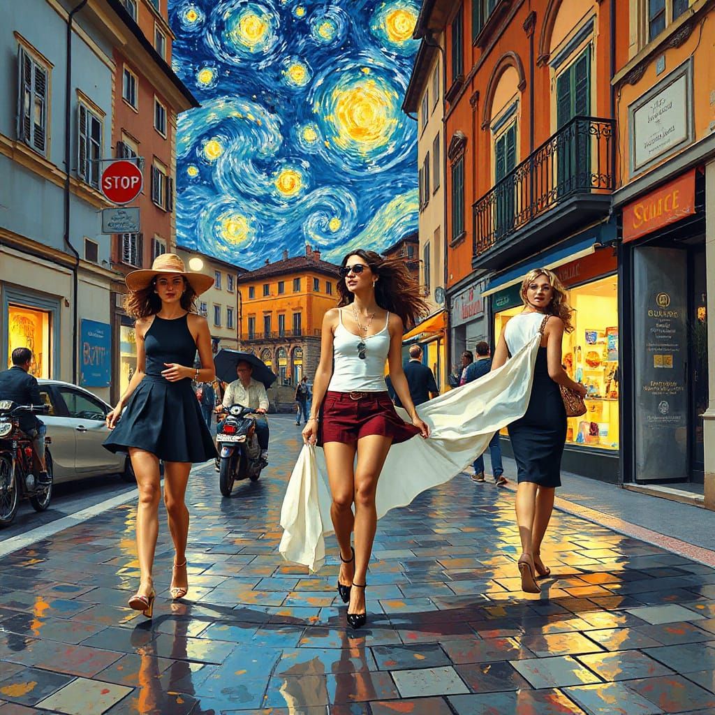 Modern Ladies Stroll on Rome's River Street