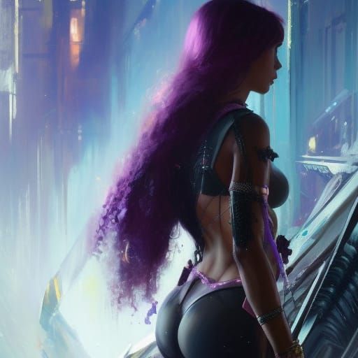 Striking Portrait of a Woman with Purple Braids