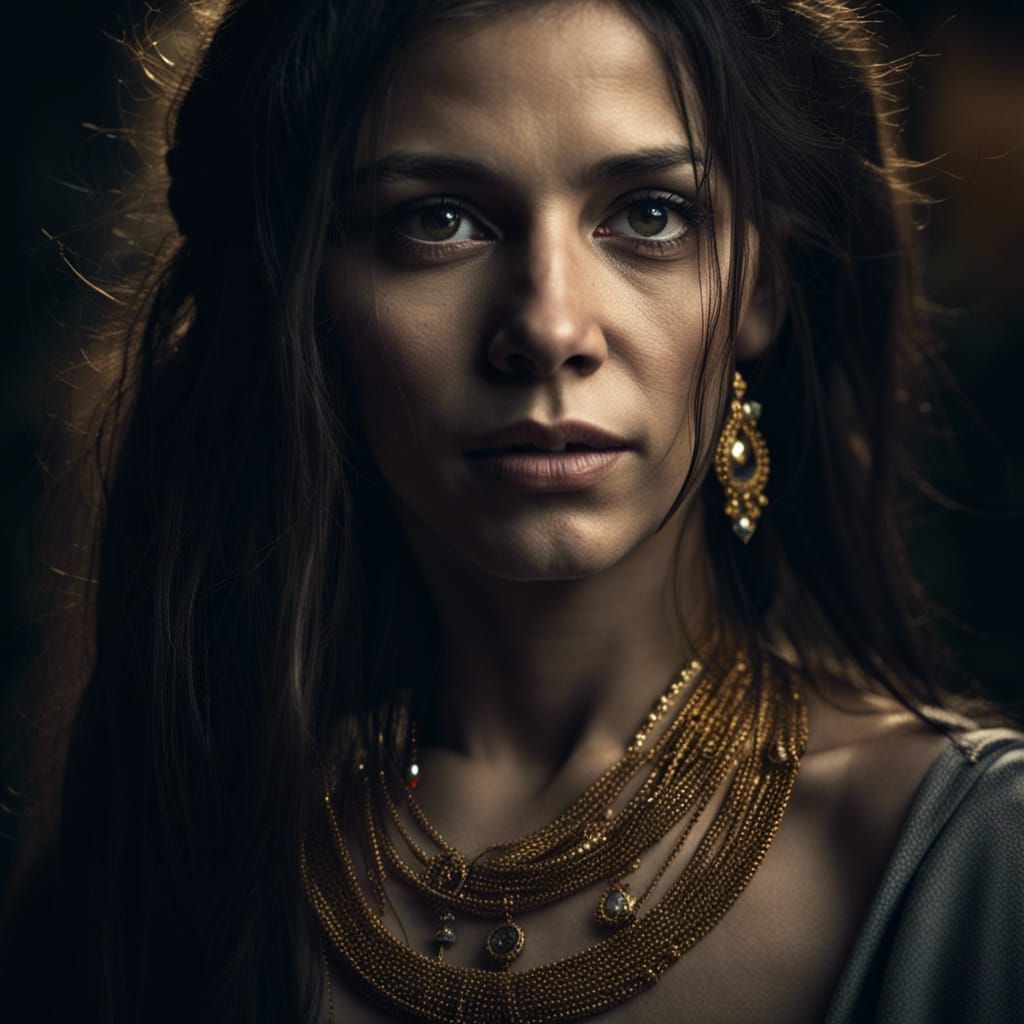 Queen Esther Portrait with Golden Necklaces