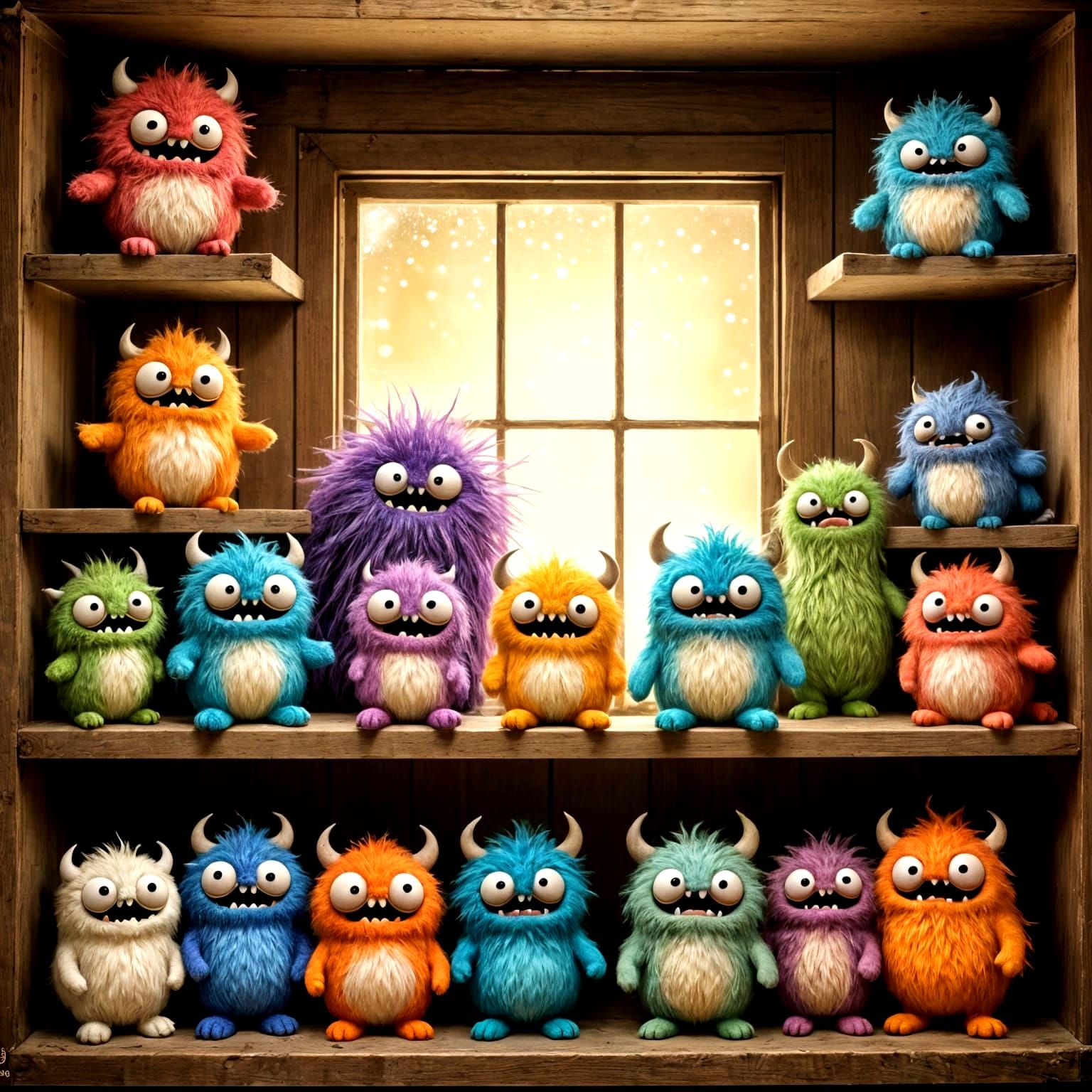 Cute Singing Monsters in Dusty Attic, Fantasy Art
