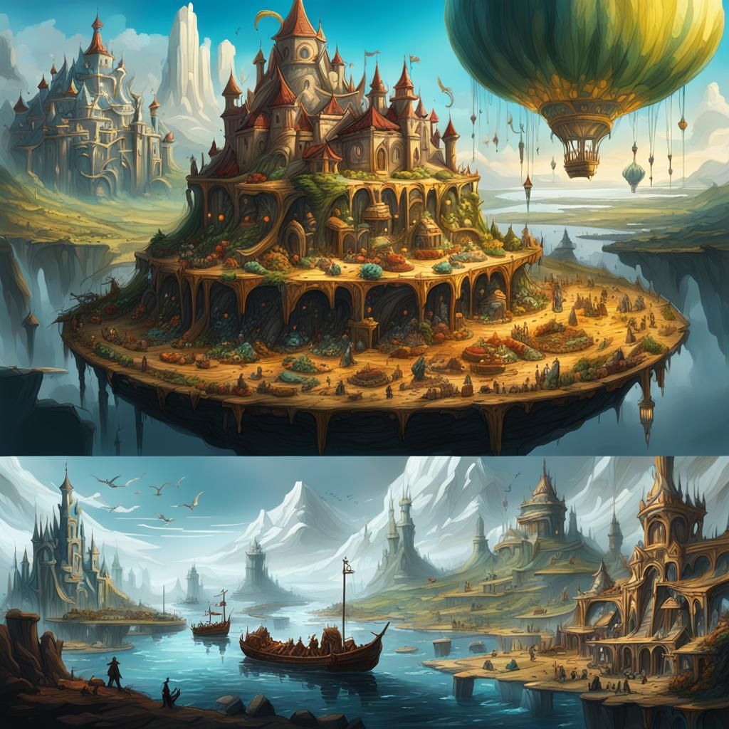 Fantasy Food Concept Art in Colored Ink