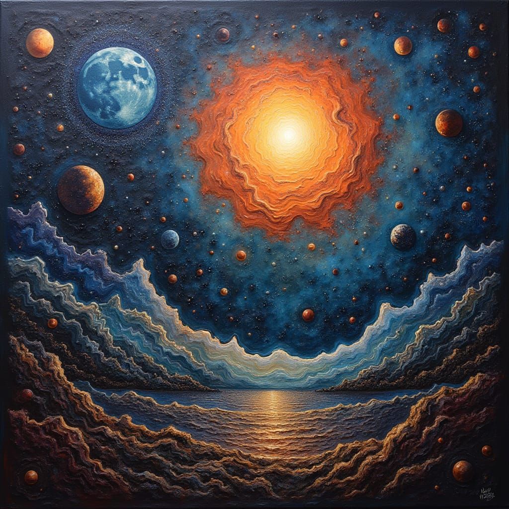 Surreal Outer Space Nebula in Abstract Style