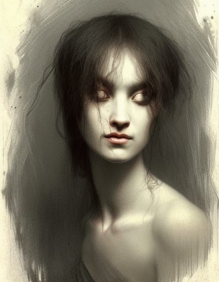 Vintage Portrait of a Ghost Bride in Horror Style