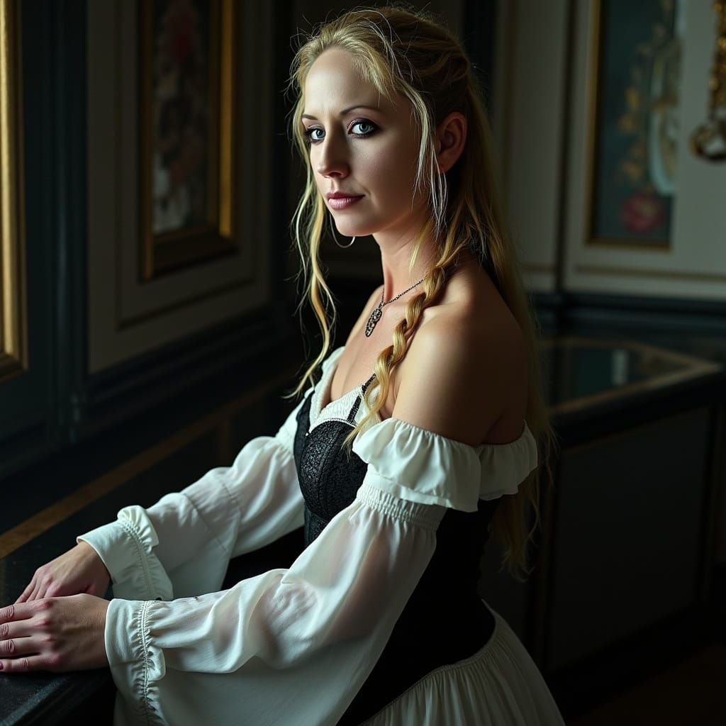 Ethereal Curvy Blonde in Classical Corset Gown