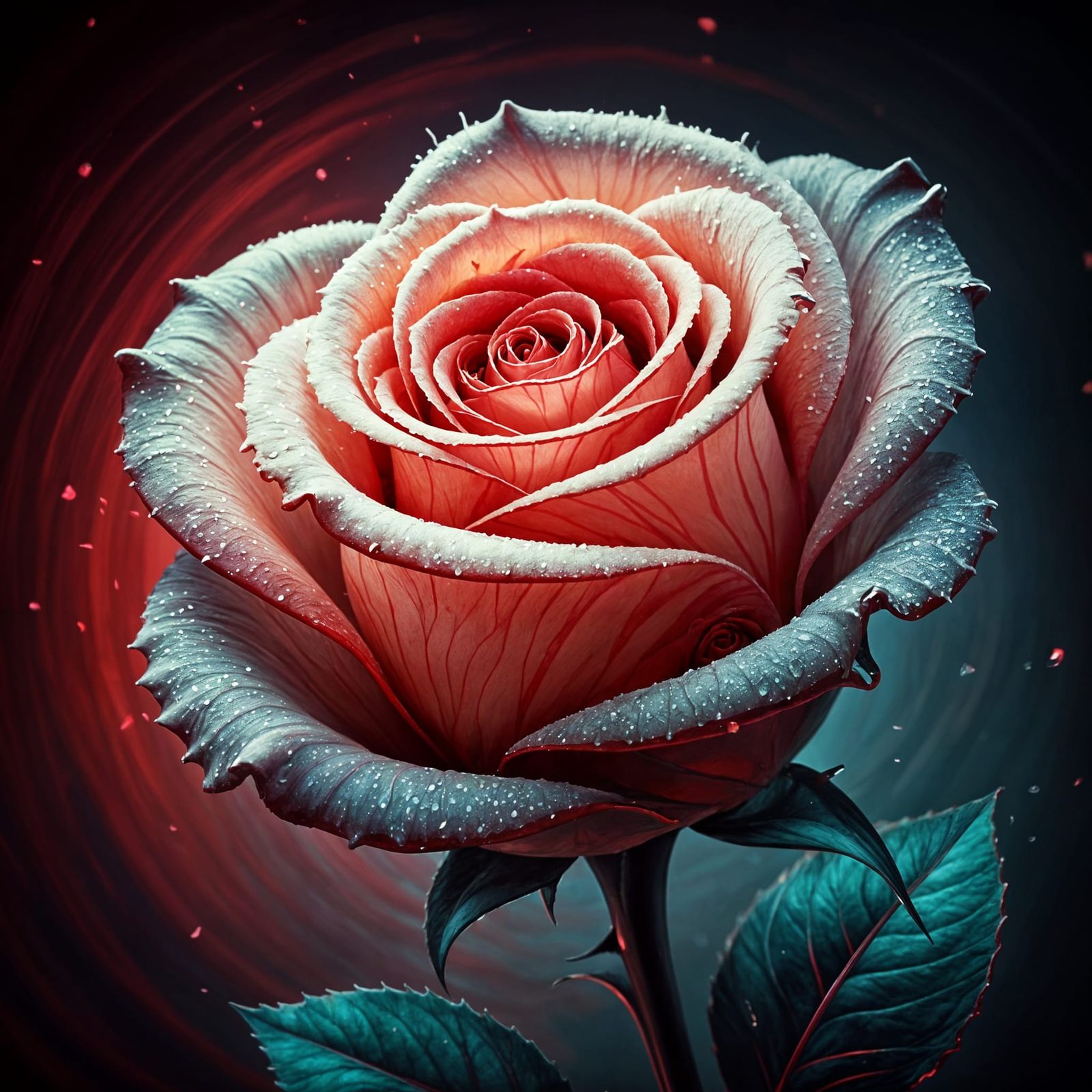 Glass Rose with Frost in Splash Art Style