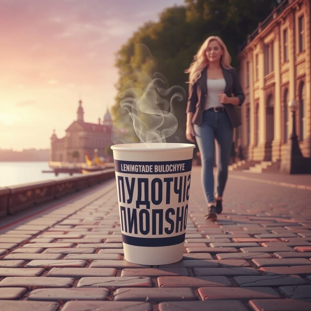 Charming Waterfront Scene with Blonde Woman and Leningrad Co...