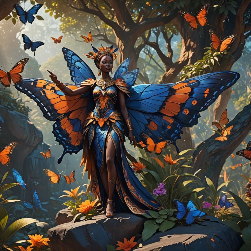 Butterfly Queen in African Landscape: Digital Matte Painting