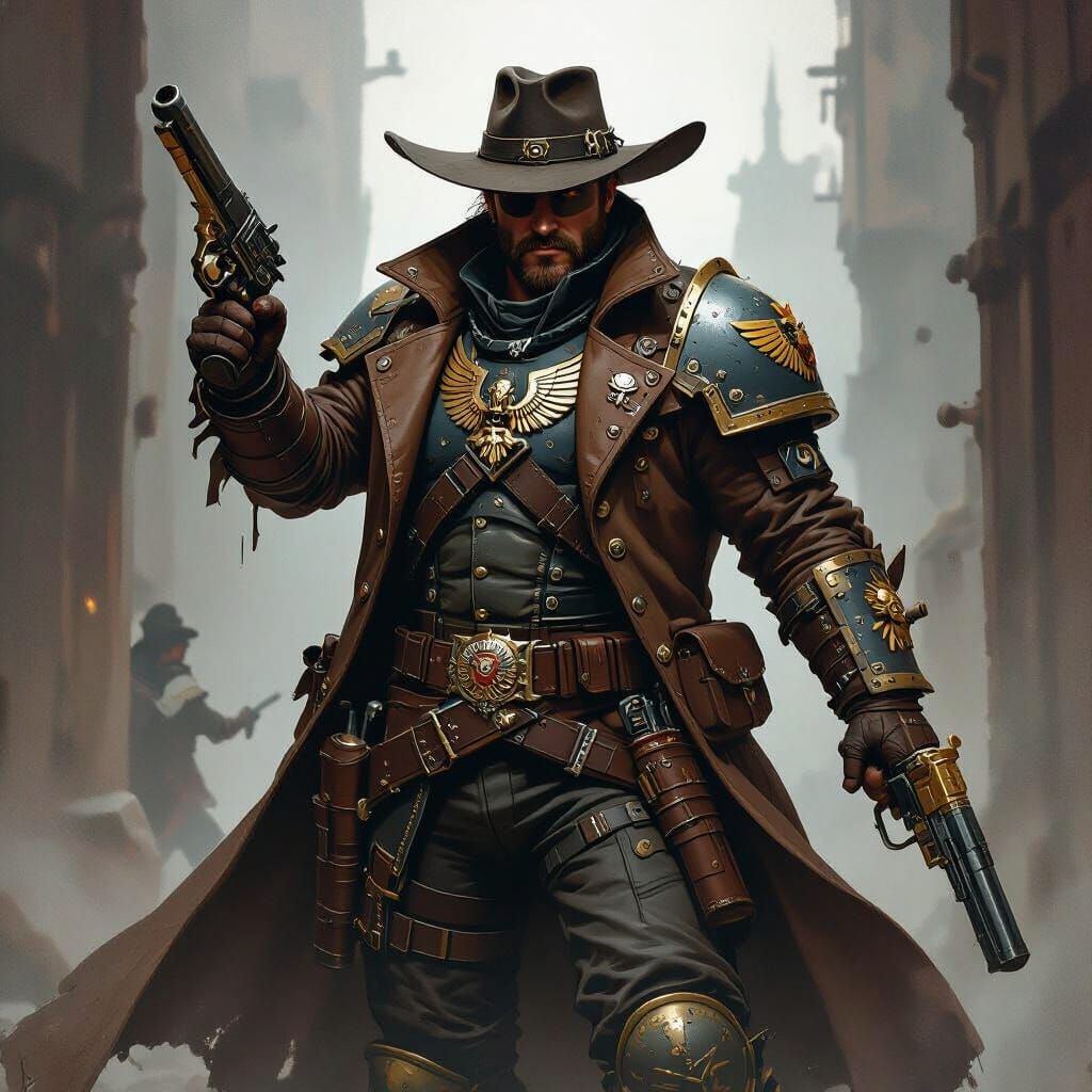 Rogue Trader Captain in Grimdark Warhammer 40k Style