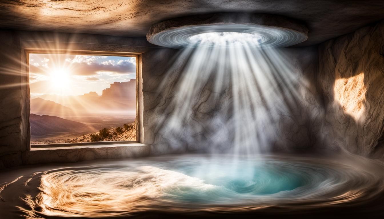 Desert Canyon Wind Vortex with Divine Sunlight