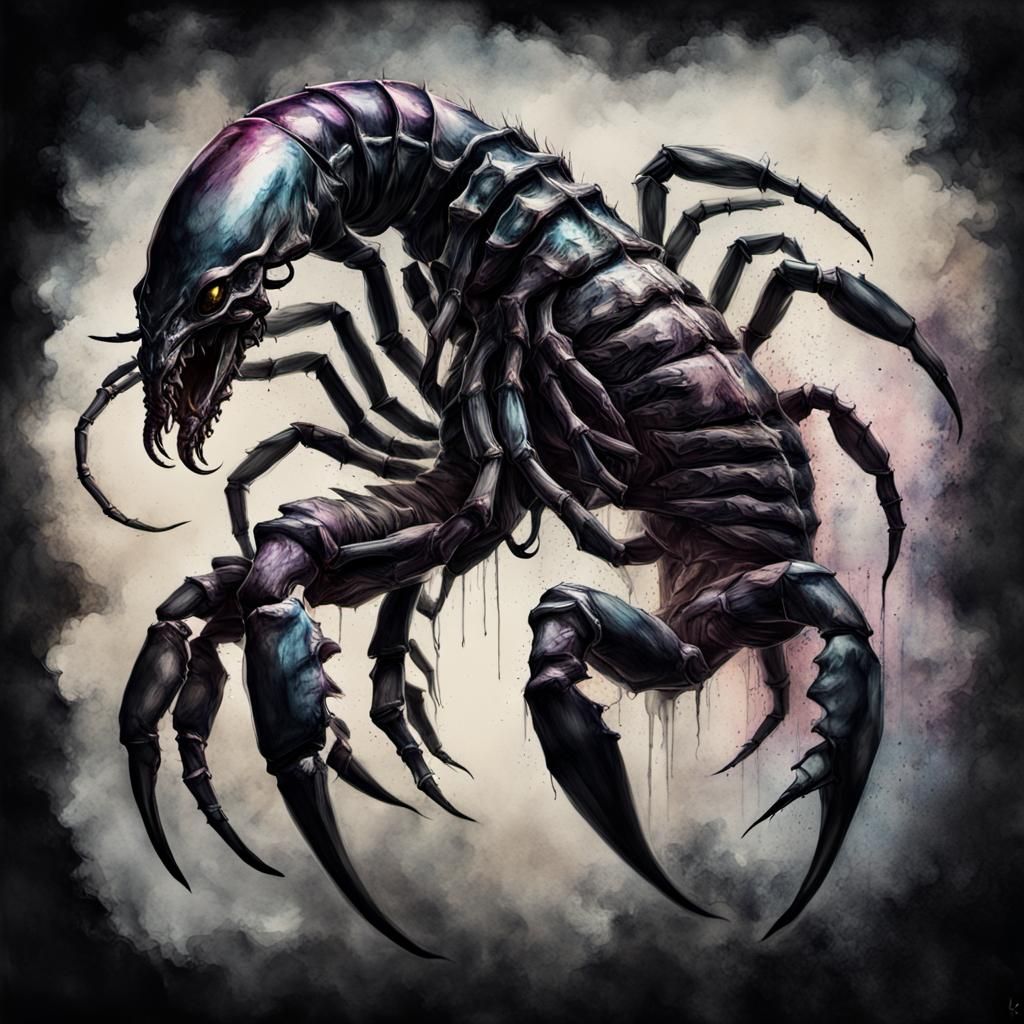 Glitched Scorpion in Dark Fantasy Gothic Art