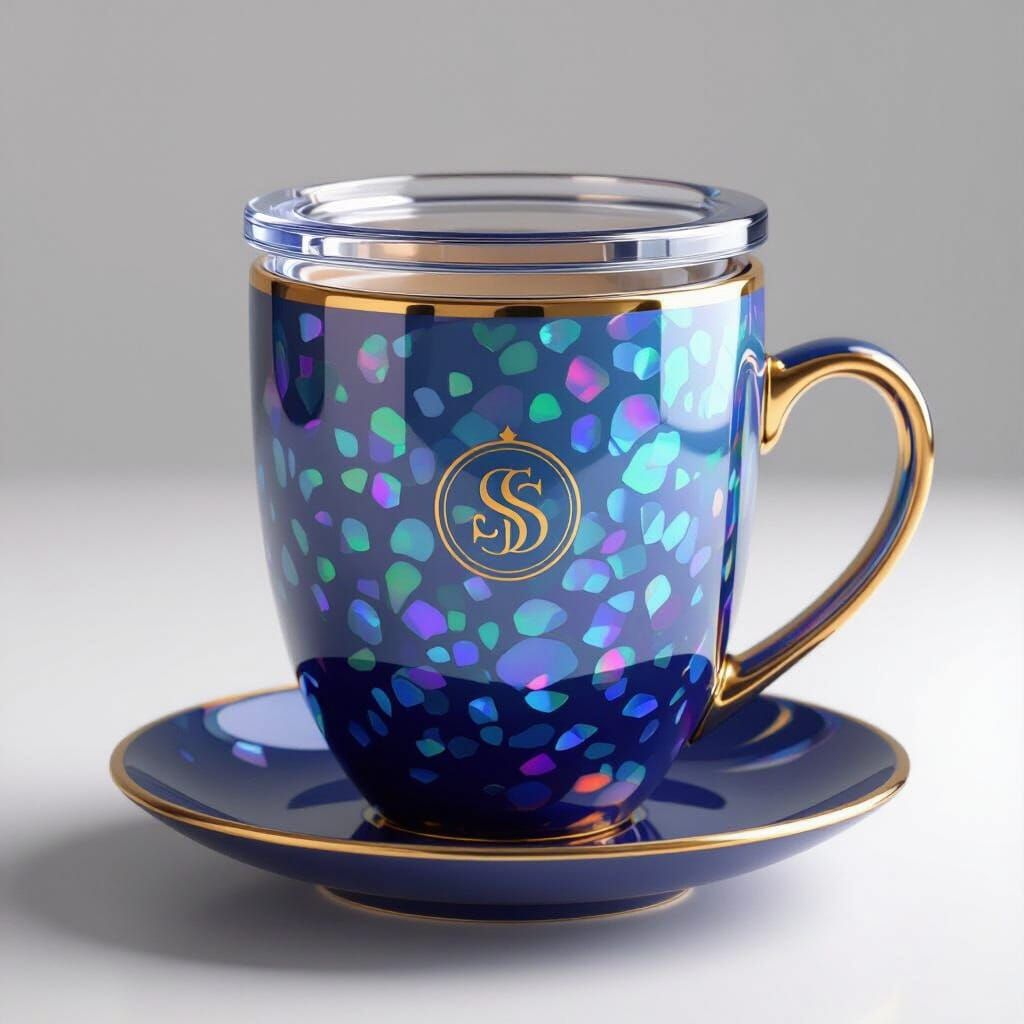 Luxurious Milk Tea Cup with Opal Stone Pattern