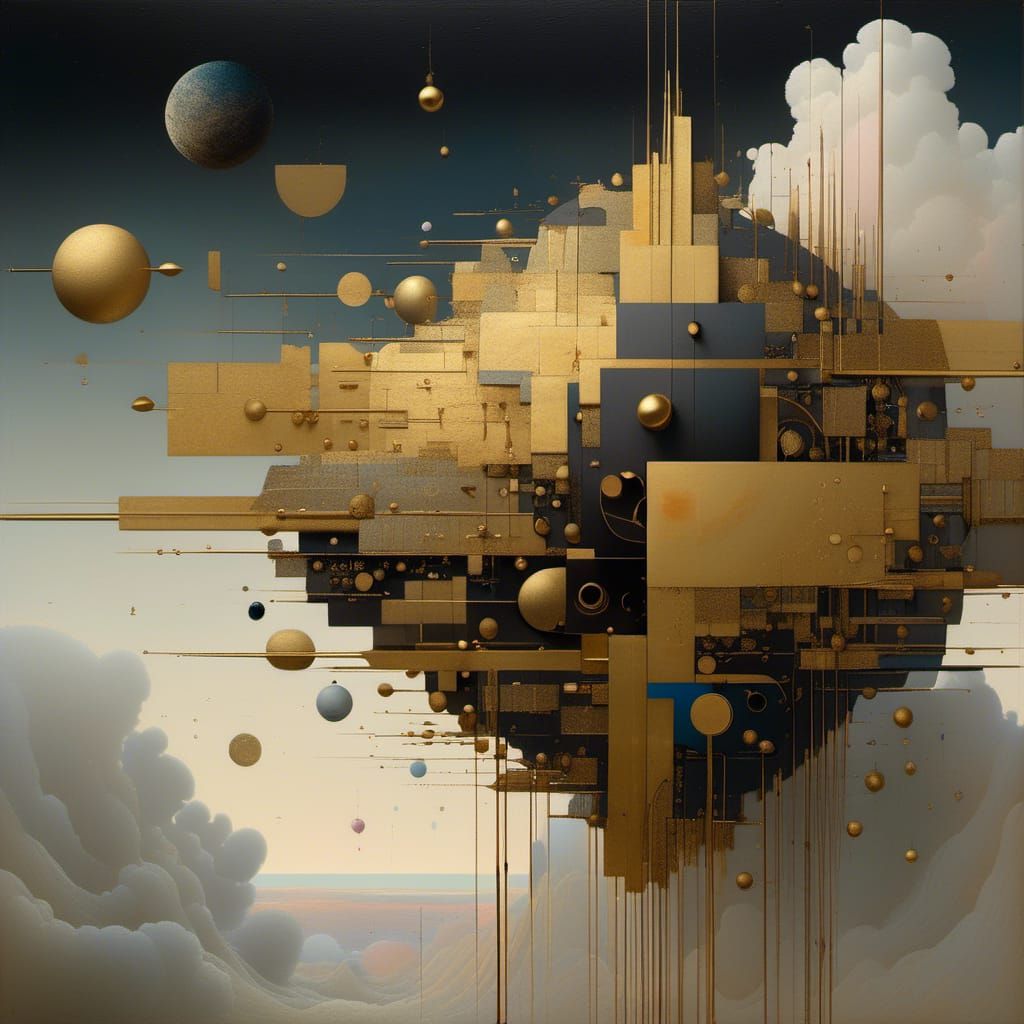 Golden Abstract Blending Cycles in Matte Painting Style