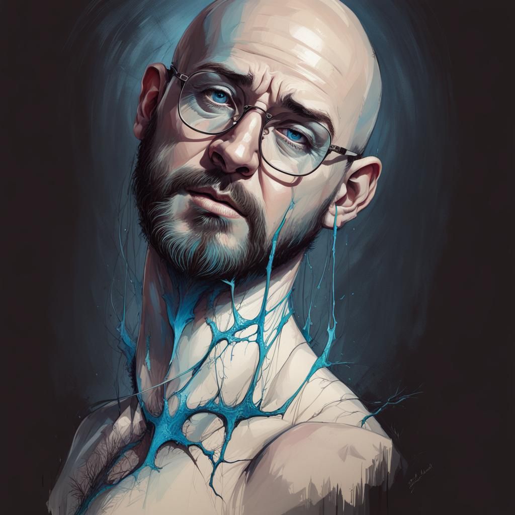 Detailed Portrait of a Broken Silver-Bearded Man