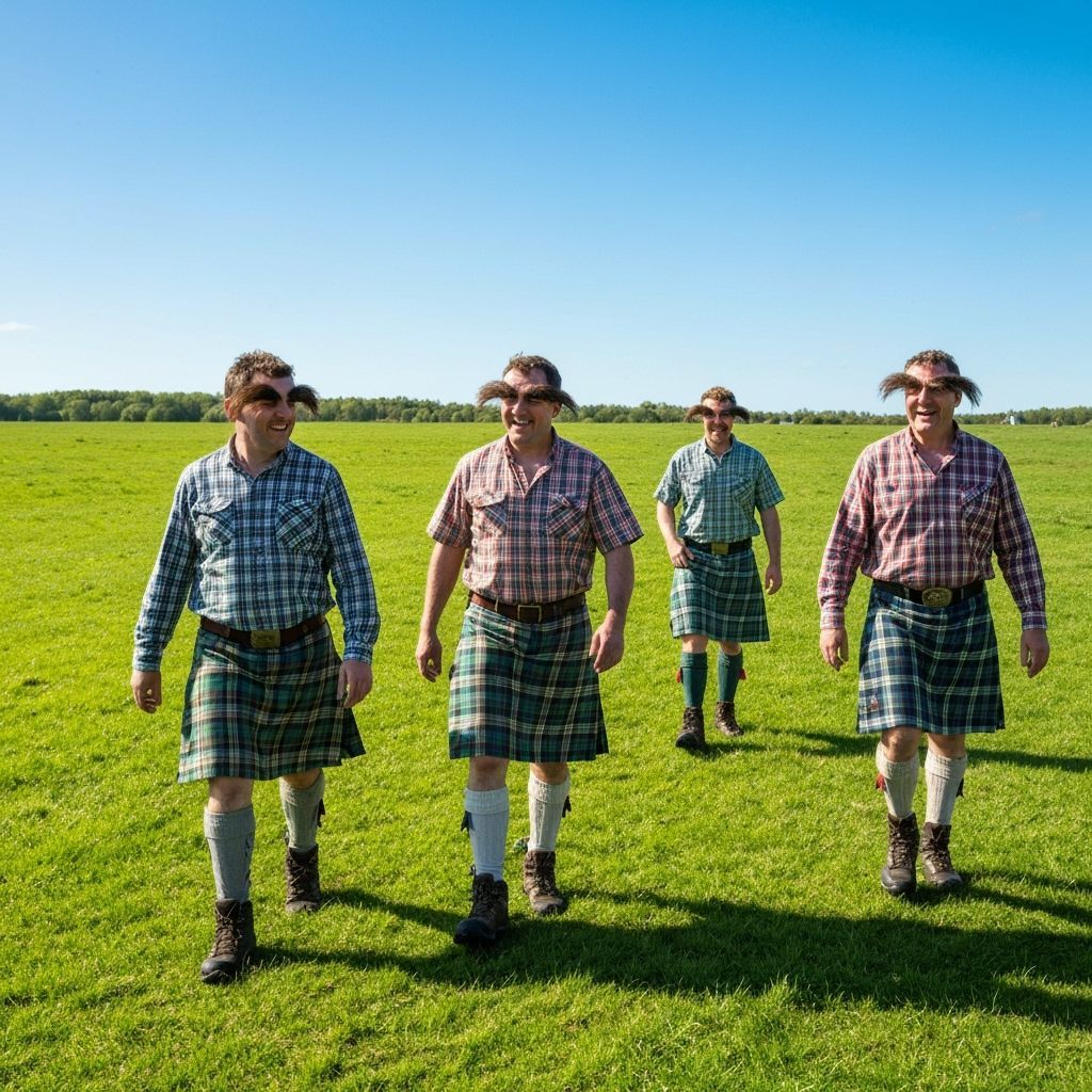Scotsmen with Big Eyebrows in Grassy Field