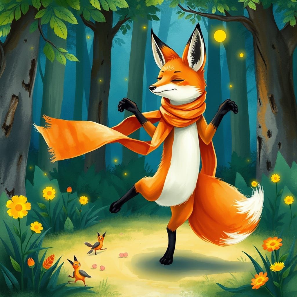 Whimsical Forest Fox in Vibrant Watercolor