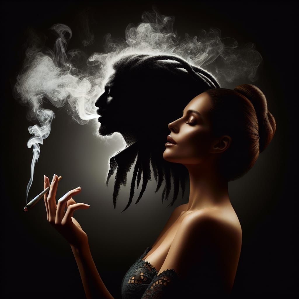 Smoke Silhouette of Reggae Musician